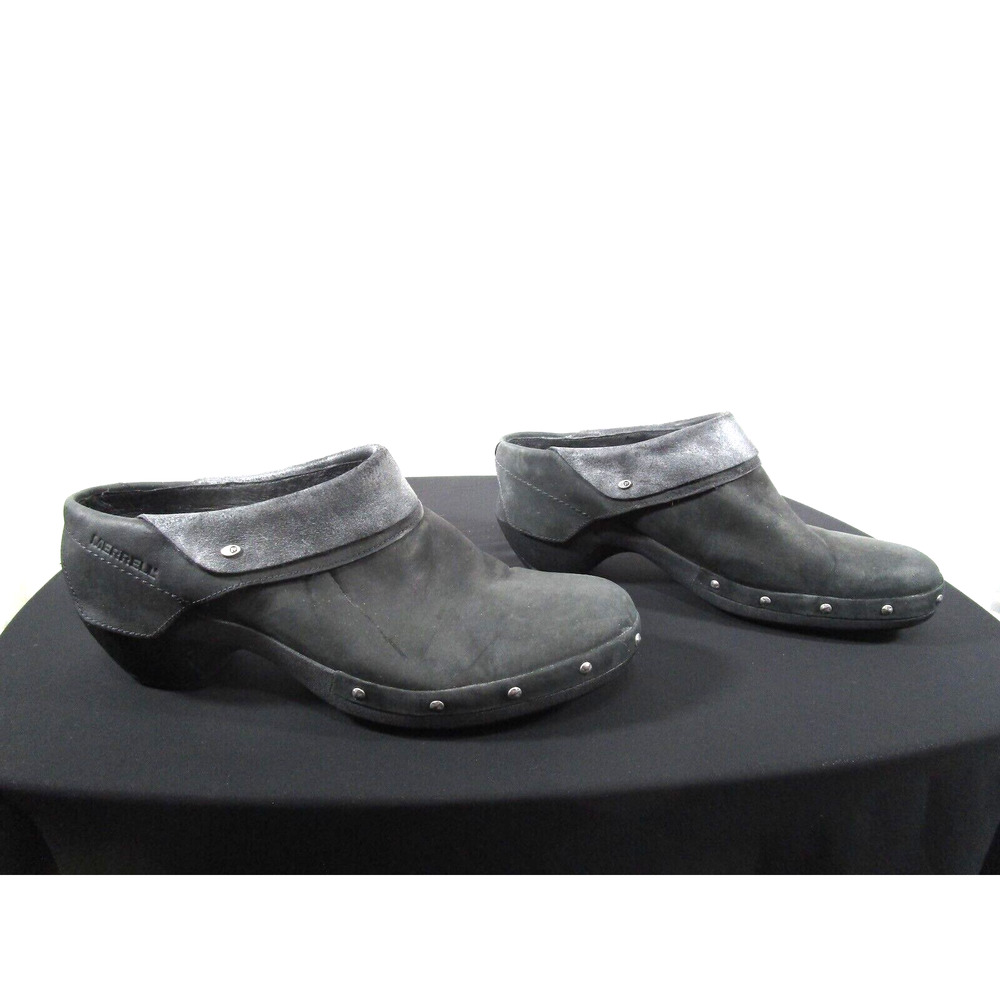 MERRELL Luxe Wrap Black Studded Leather Clog Bootie Slip-on Mules Women 10